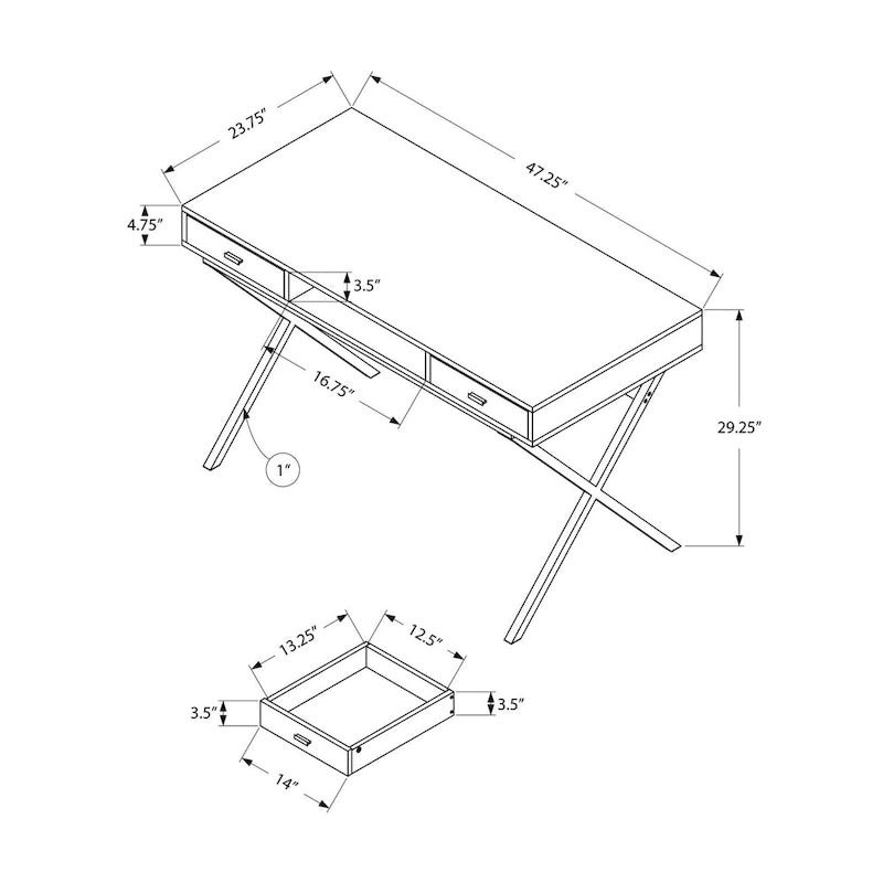 Monarch Specialties 48 Desk with Drawers and Open Shelf
