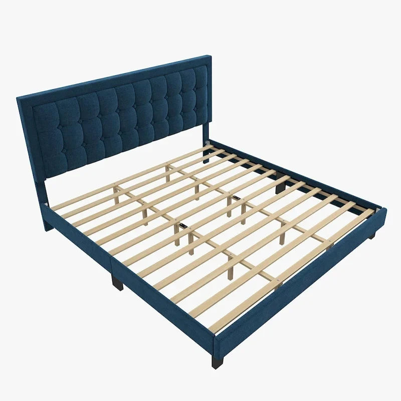 Adjustable Bed Frame with Upholstered Button Tufted Headboard