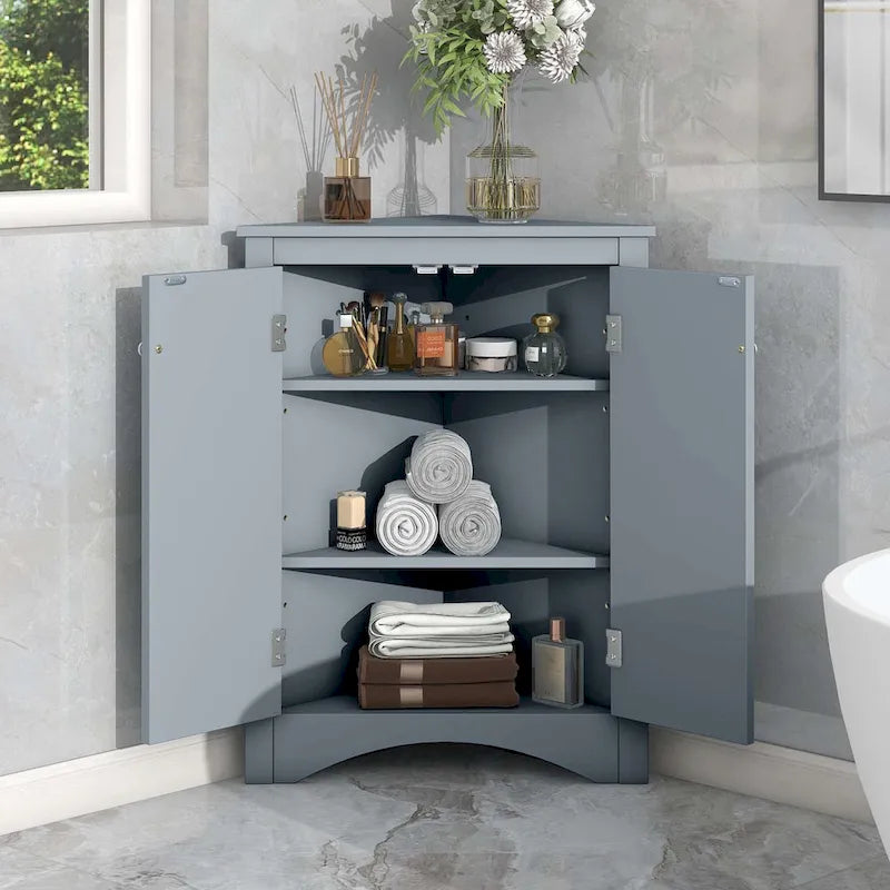 Triangle Bathroom Storage Cabinet with Adjustable Shelves