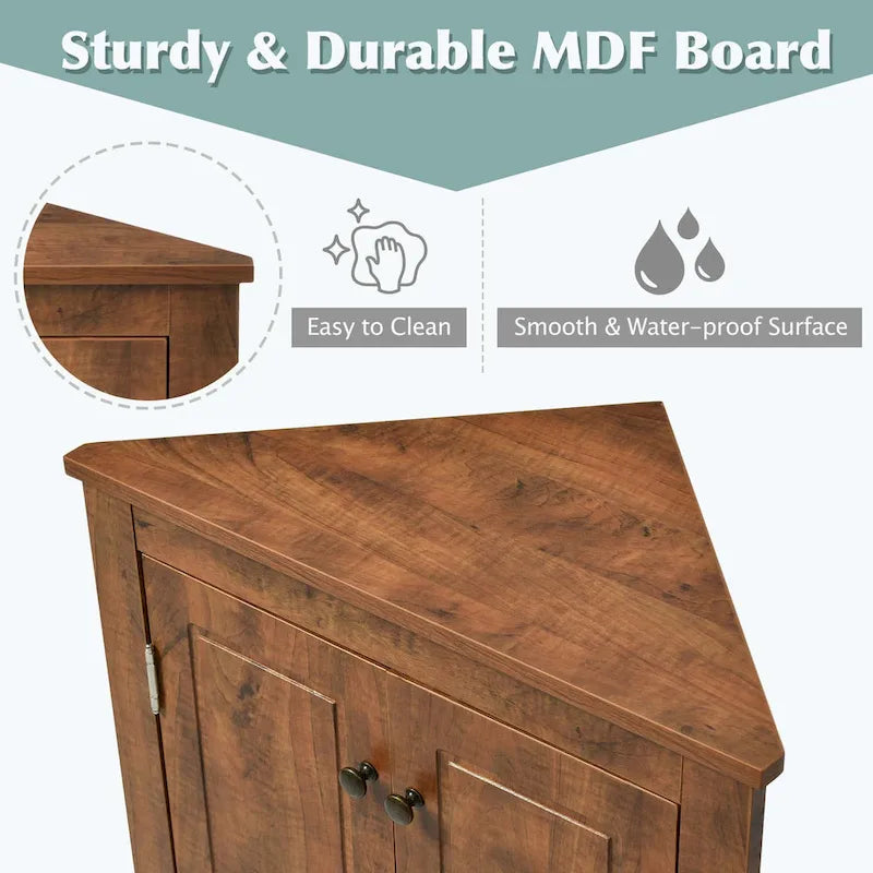 Triangle Bathroom Storage Cabinet with Adjustable Shelves
