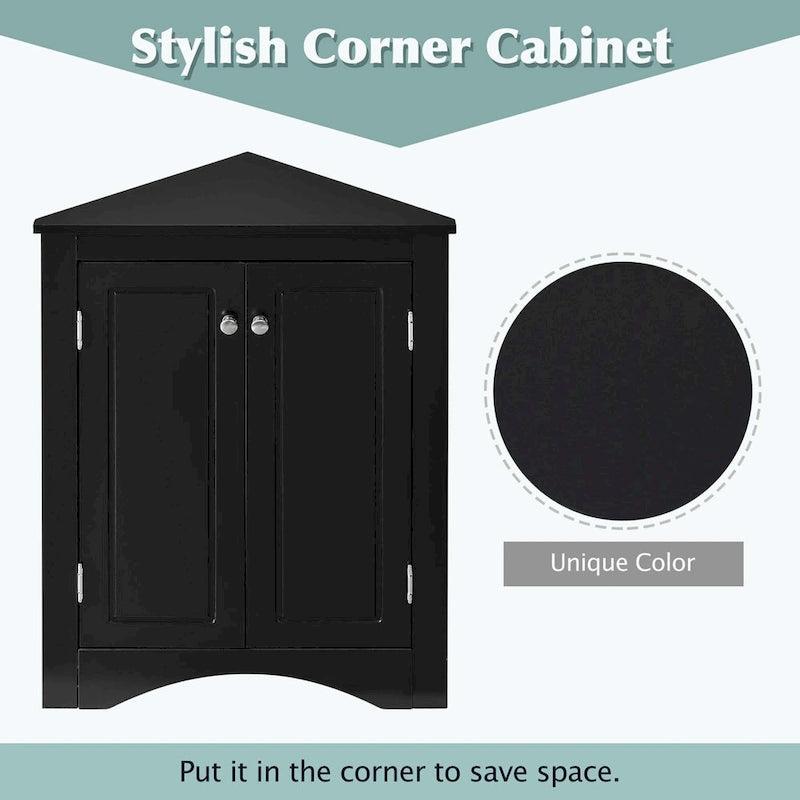 Triangle Bathroom Storage Cabinet with Adjustable Shelves