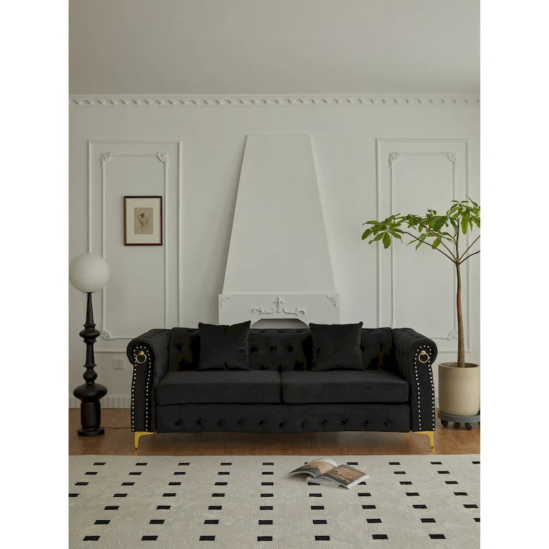35D x 85W x 30.3H Velvet Chesterfield Button-tufted Sofa