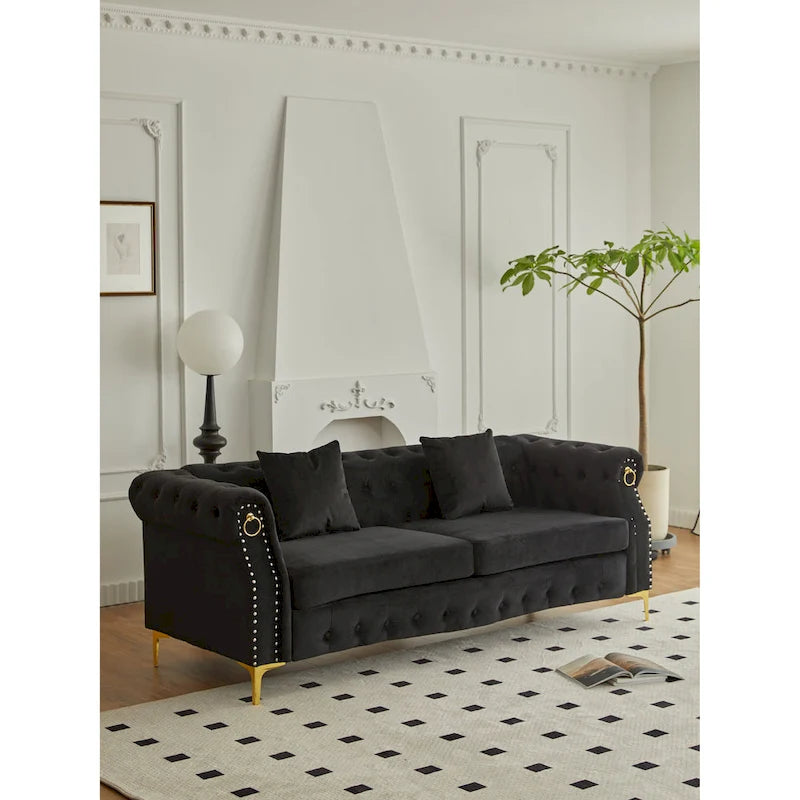 35D x 85W x 30.3H Velvet Chesterfield Button-tufted Sofa