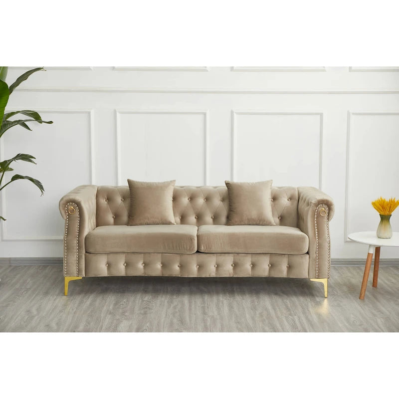35D x 85W x 30.3H Velvet Chesterfield Button-tufted Sofa