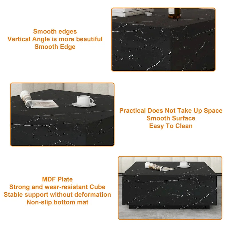 Faux Marble Square Coffee Table