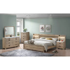 Daemon 3 Piece Light Brown Panel Bedroom Set