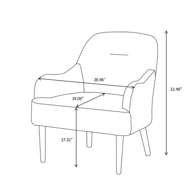 Chenille Armchair, Modern Style Accent Chair with Wood Legs, Comfy Design for Living Room, Bedroom, Office