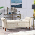 62 Bedroom Tufted Button Storage Bench, Window Bench, Rolled Arm Design for Bedroom, Living Room