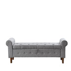 62 Bedroom Tufted Button Storage Bench, Window Bench, Rolled Arm Design for Bedroom, Living Room