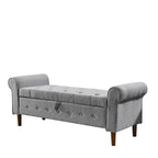 62 Bedroom Tufted Button Storage Bench, Window Bench, Rolled Arm Design for Bedroom, Living Room