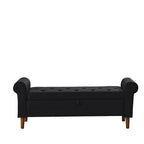 62 Bedroom Tufted Button Storage Bench, Window Bench, Rolled Arm Design for Bedroom, Living Room