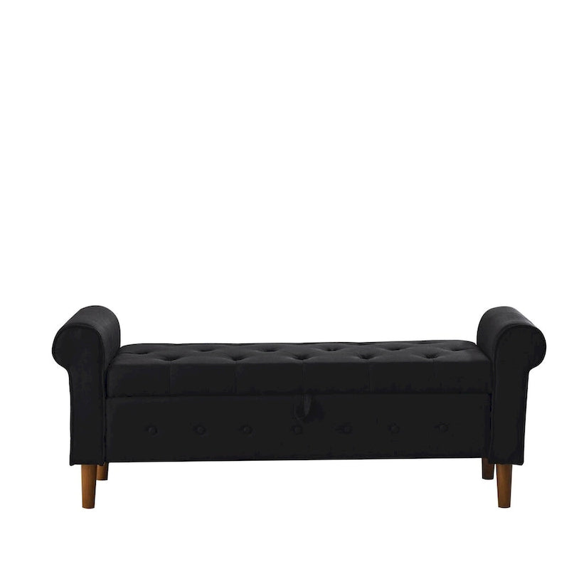 62 Bedroom Tufted Button Storage Bench, Window Bench, Rolled Arm Design for Bedroom, Living Room