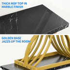 Moasis 39 Modern Faux Marble Console Table with Gold Base, Entryway Sofa Table for Living Room