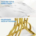 Moasis 39 Modern Faux Marble Console Table with Gold Base, Entryway Sofa Table for Living Room