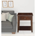 HomeRoots 24 Walnut Manufactured Wood Rectangular End Table With Drawer And Shelf - 22