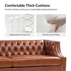Transitional Genuine Leather Tufted Design Sofa with Solid Wood Legs