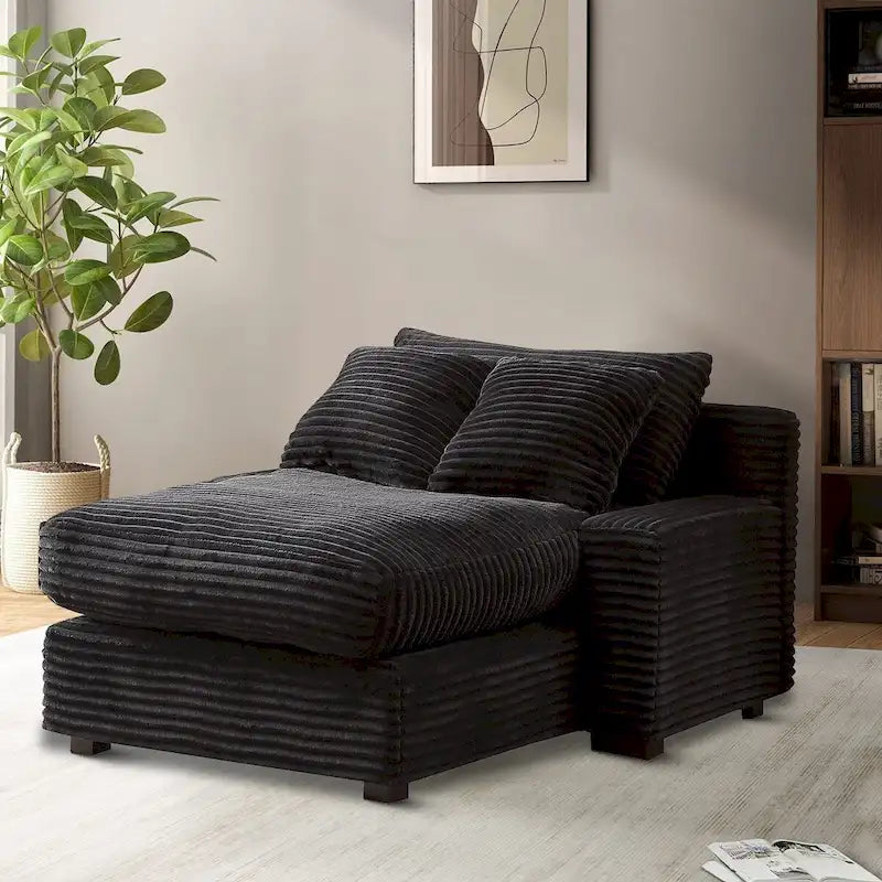 Modern Stylish Corduroy Fabric Upholstered Chaise Lounge Chair